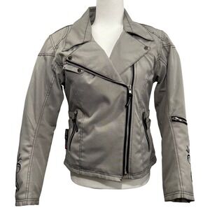 Vulcan Motorcycle Gear Womens Gray Textile Moto Jacket Embroidered Size Medium